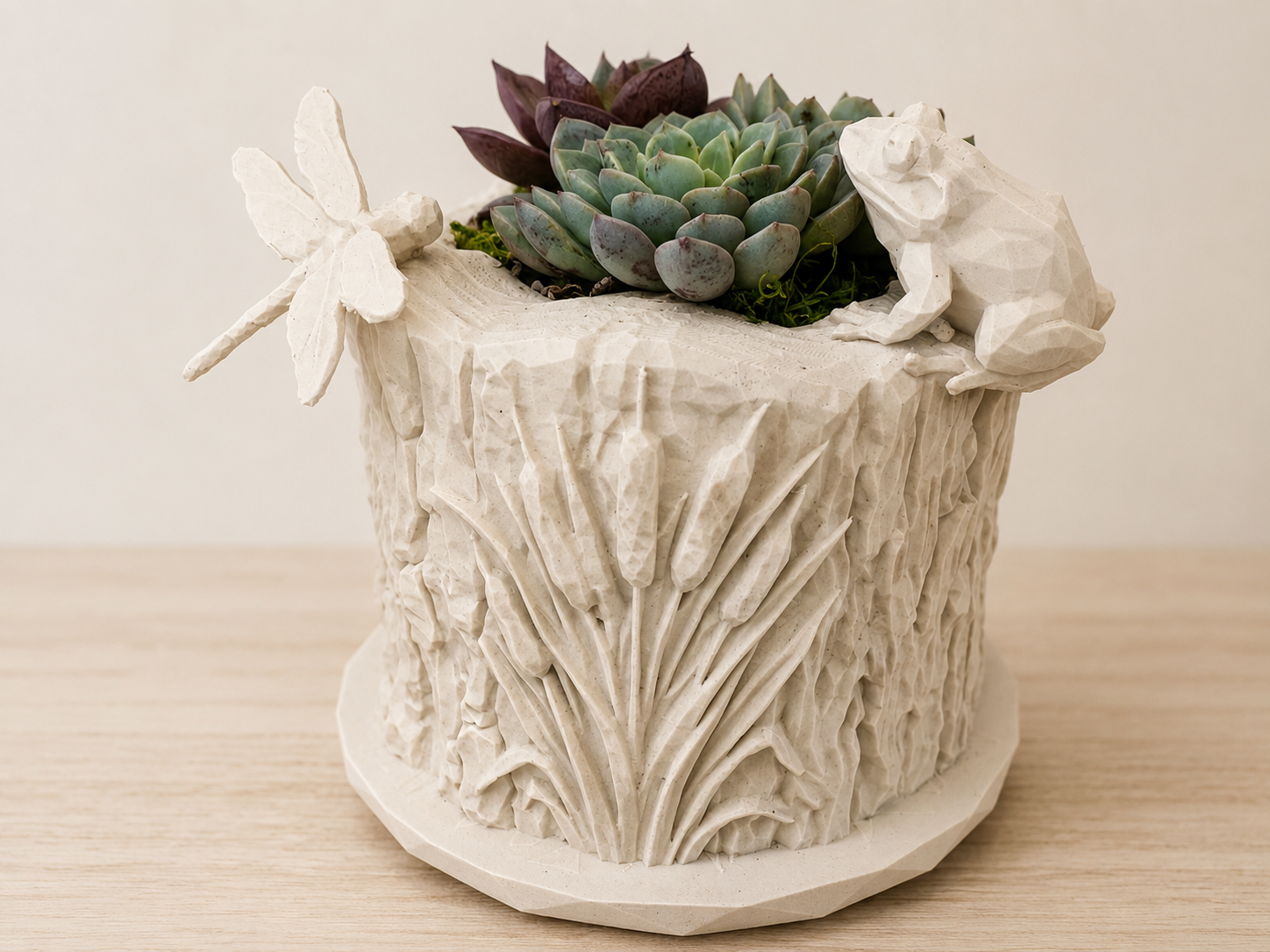Woodland Frog and Dragonfly Planter